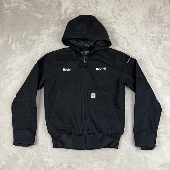 Carhartt Jacket Womens XS Black Washed Duck Insulated Loose Fit Hooded J130-W - Picture 1 of 12